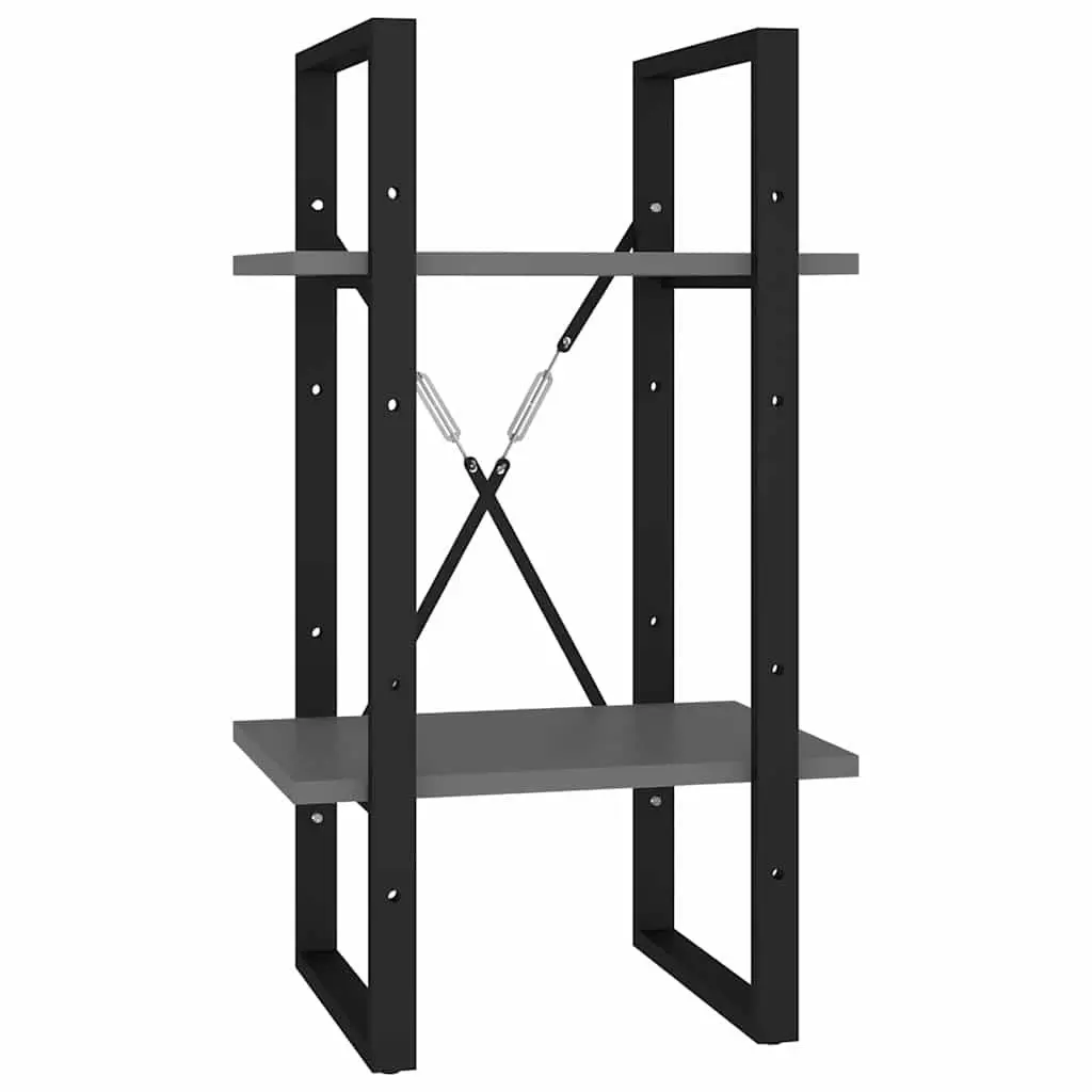 Book Cabinet 2-Tier Grey Storage Shelving Unit Standing Bookcase Furniture