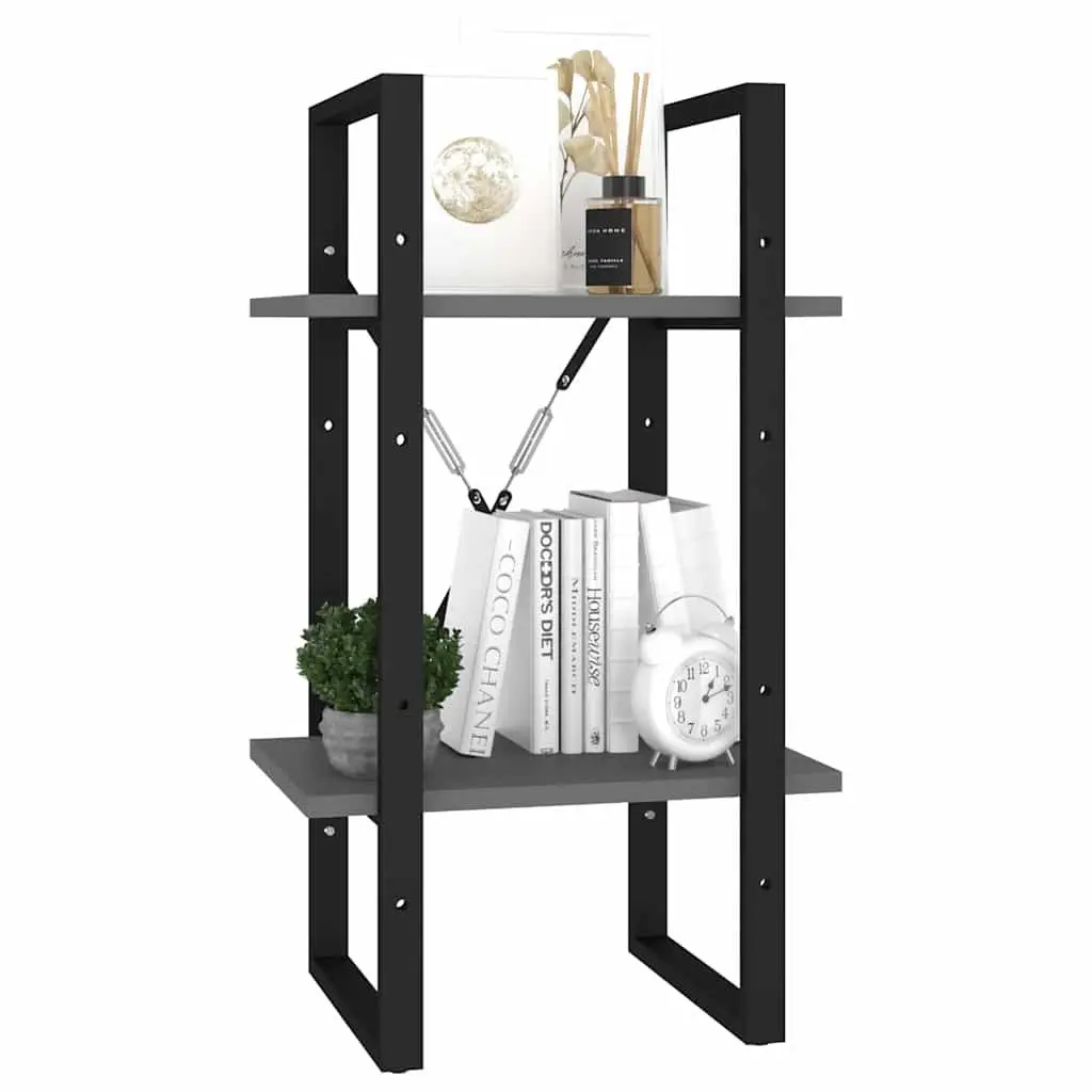 Book Cabinet 2-Tier Grey Storage Shelving Unit Standing Bookcase Furniture