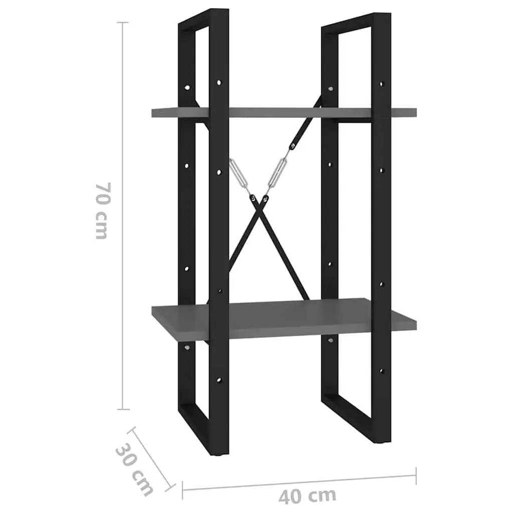 Book Cabinet 2-Tier Grey Storage Shelving Unit Standing Bookcase Furniture