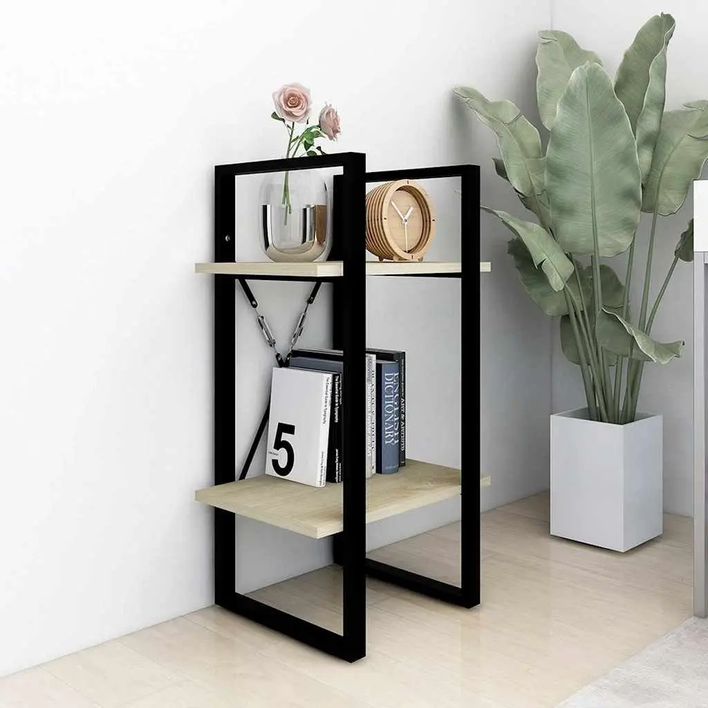 2-Tier Book Cabinet Bookshelf Standing Shelf Brown Storage Display 40x30x70cm