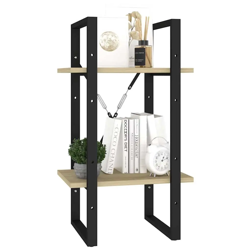 2-Tier Book Cabinet Bookshelf Standing Shelf Brown Storage Display 40x30x70cm