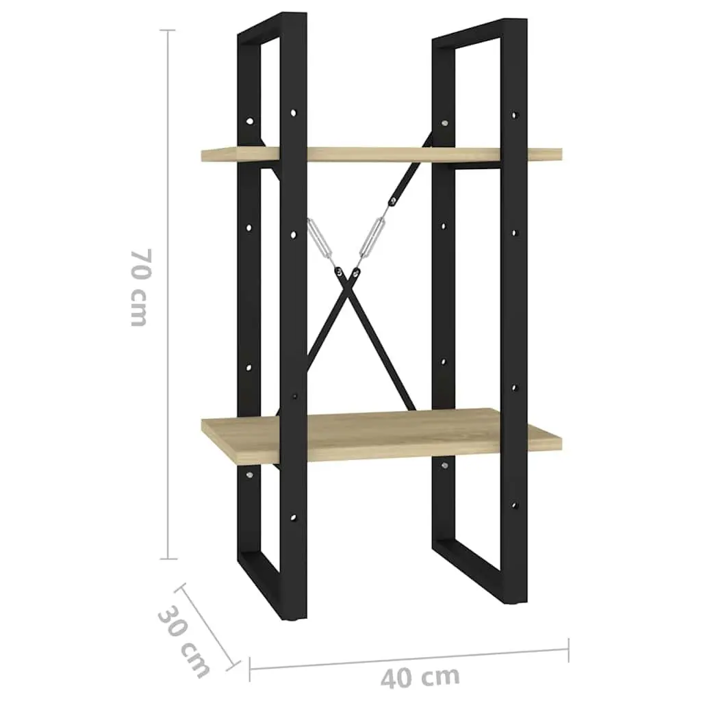2-Tier Book Cabinet Bookshelf Standing Shelf Brown Storage Display 40x30x70cm