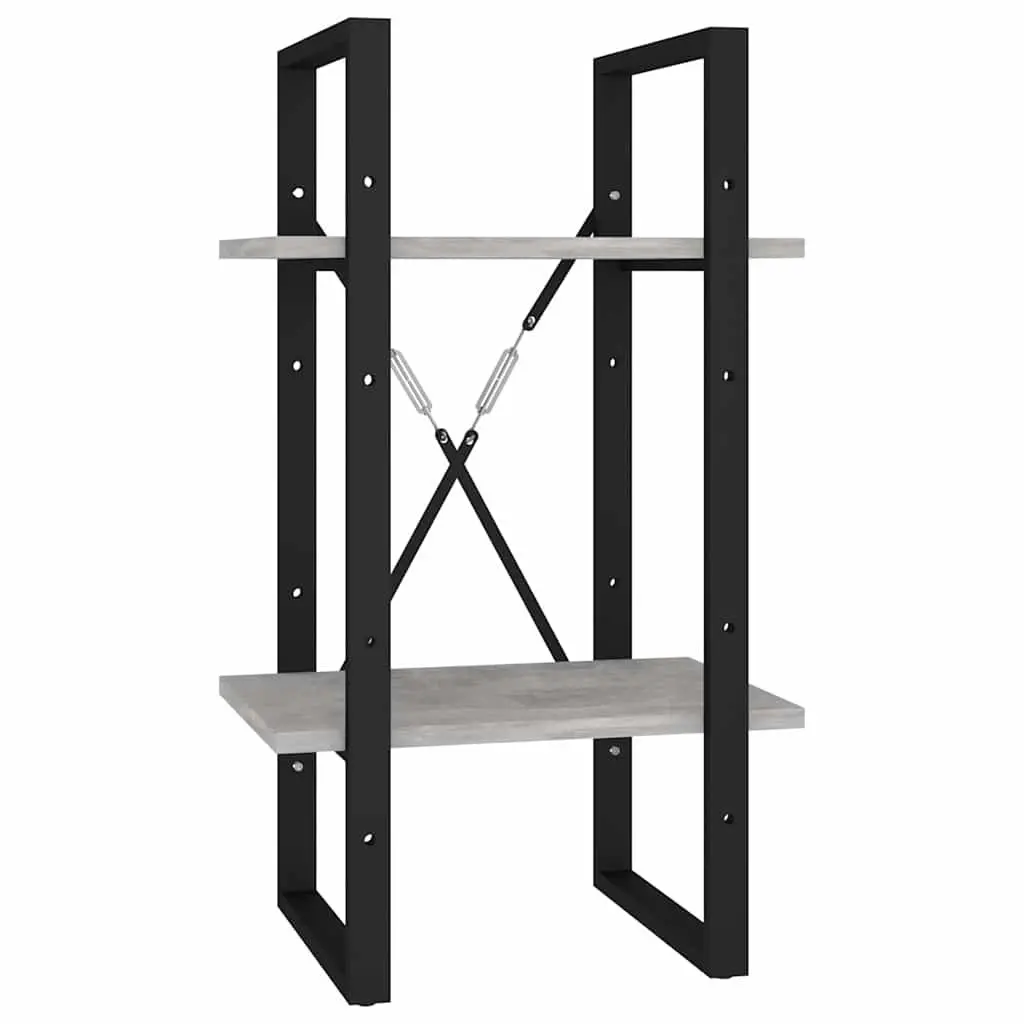 2-Tier Book Cabinet for Home 40x30x70cm Grey Standing Bookshelf Storage Shelving Unit
