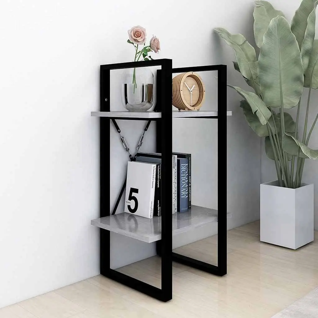2-Tier Book Cabinet for Home 40x30x70cm Grey Standing Bookshelf Storage Shelving Unit