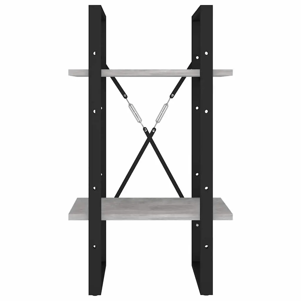 2-Tier Book Cabinet for Home 40x30x70cm Grey Standing Bookshelf Storage Shelving Unit