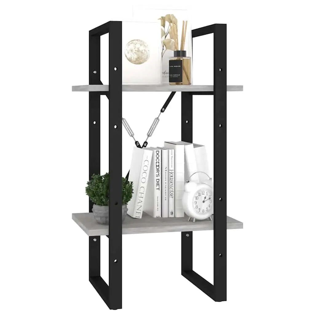 2-Tier Book Cabinet for Home 40x30x70cm Grey Standing Bookshelf Storage Shelving Unit