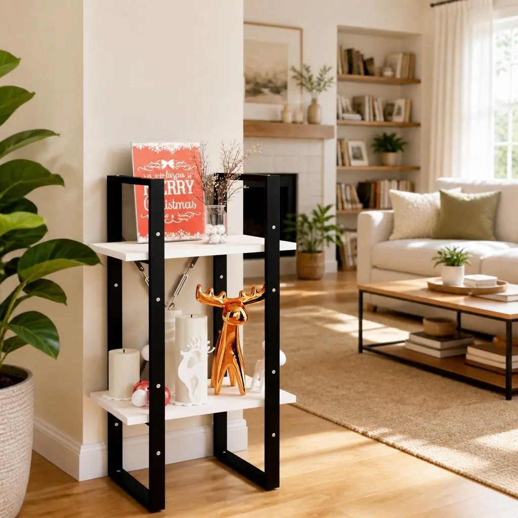 2-Tier Book Cabinet White Wooden Bookshelf Storage Shelving Unit Display Stand