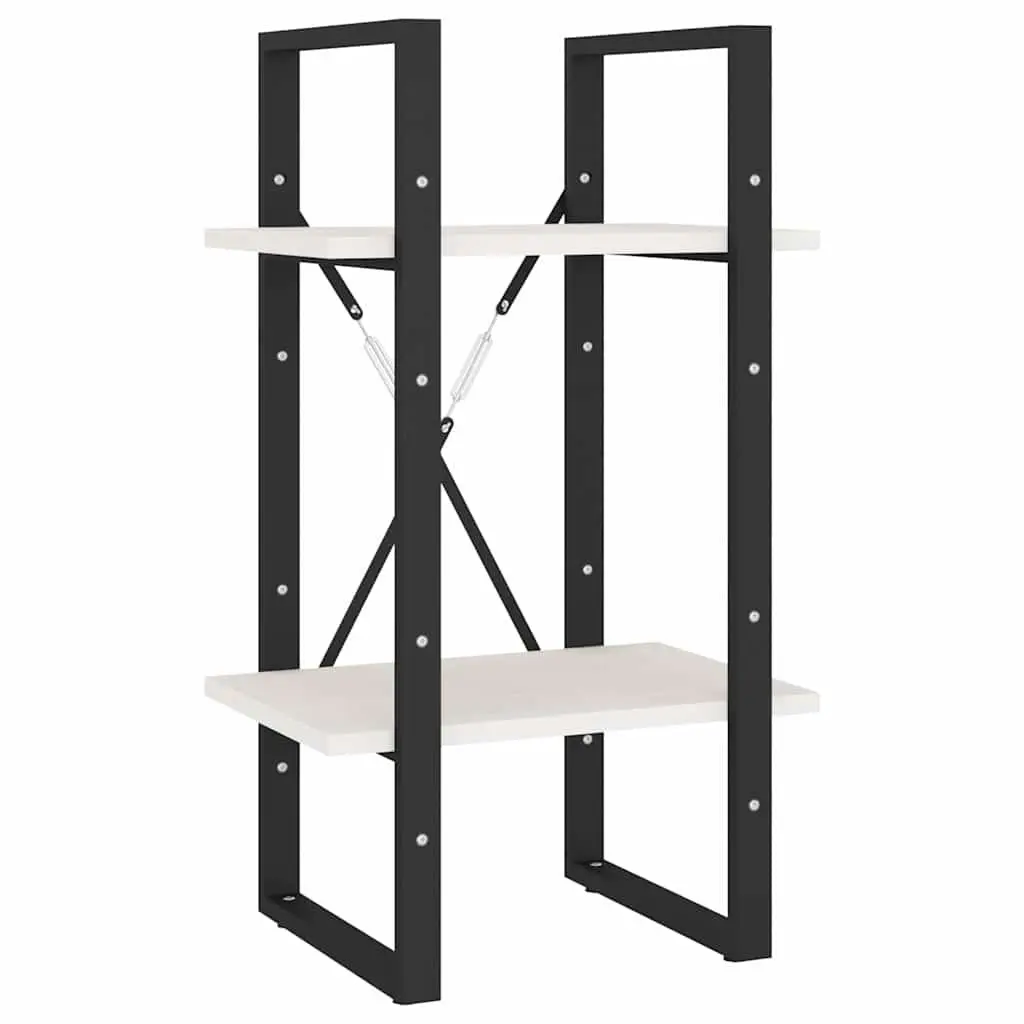 2-Tier Book Cabinet White Wooden Bookshelf Storage Shelving Unit Display Stand