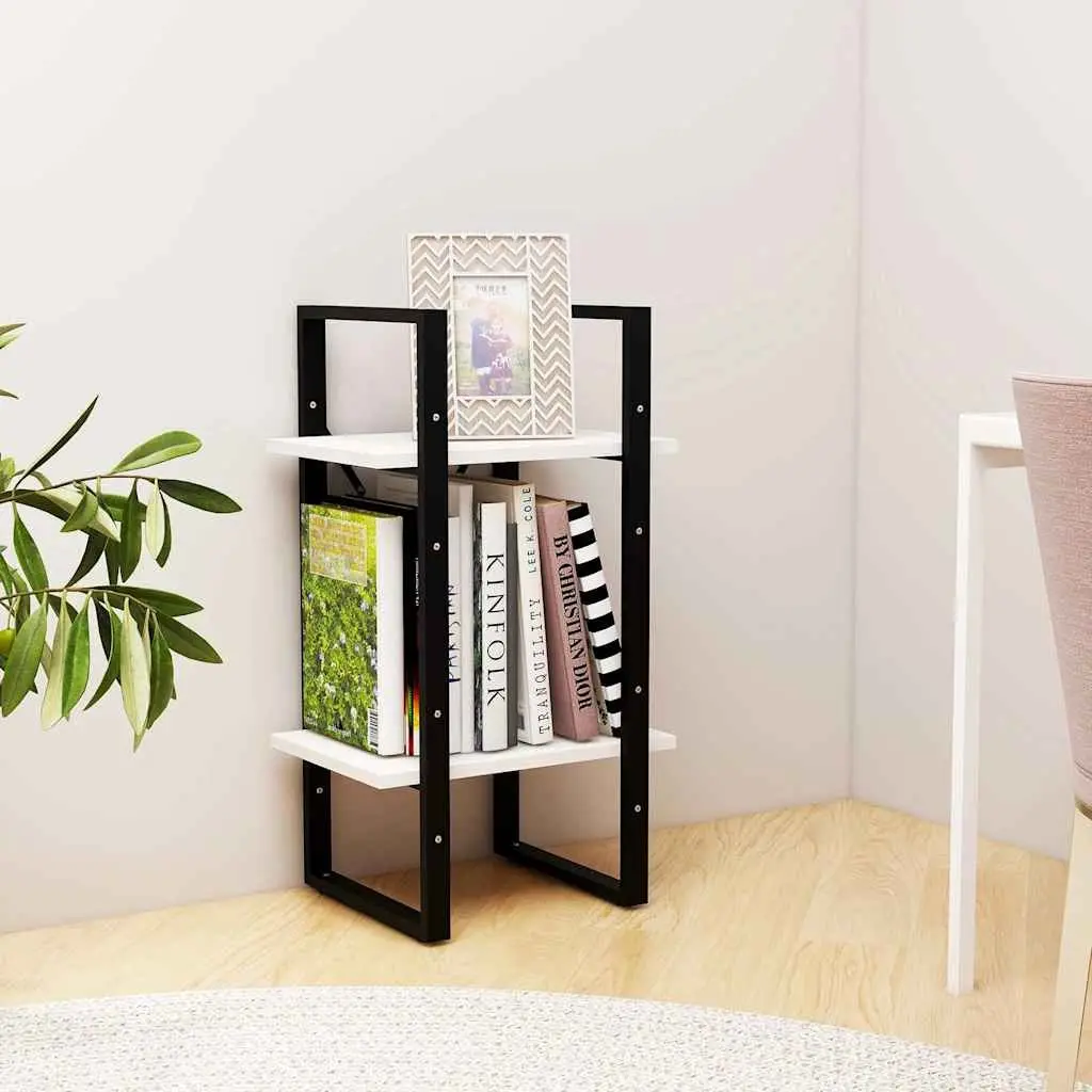 2-Tier Book Cabinet White Wooden Bookshelf Storage Shelving Unit Display Stand