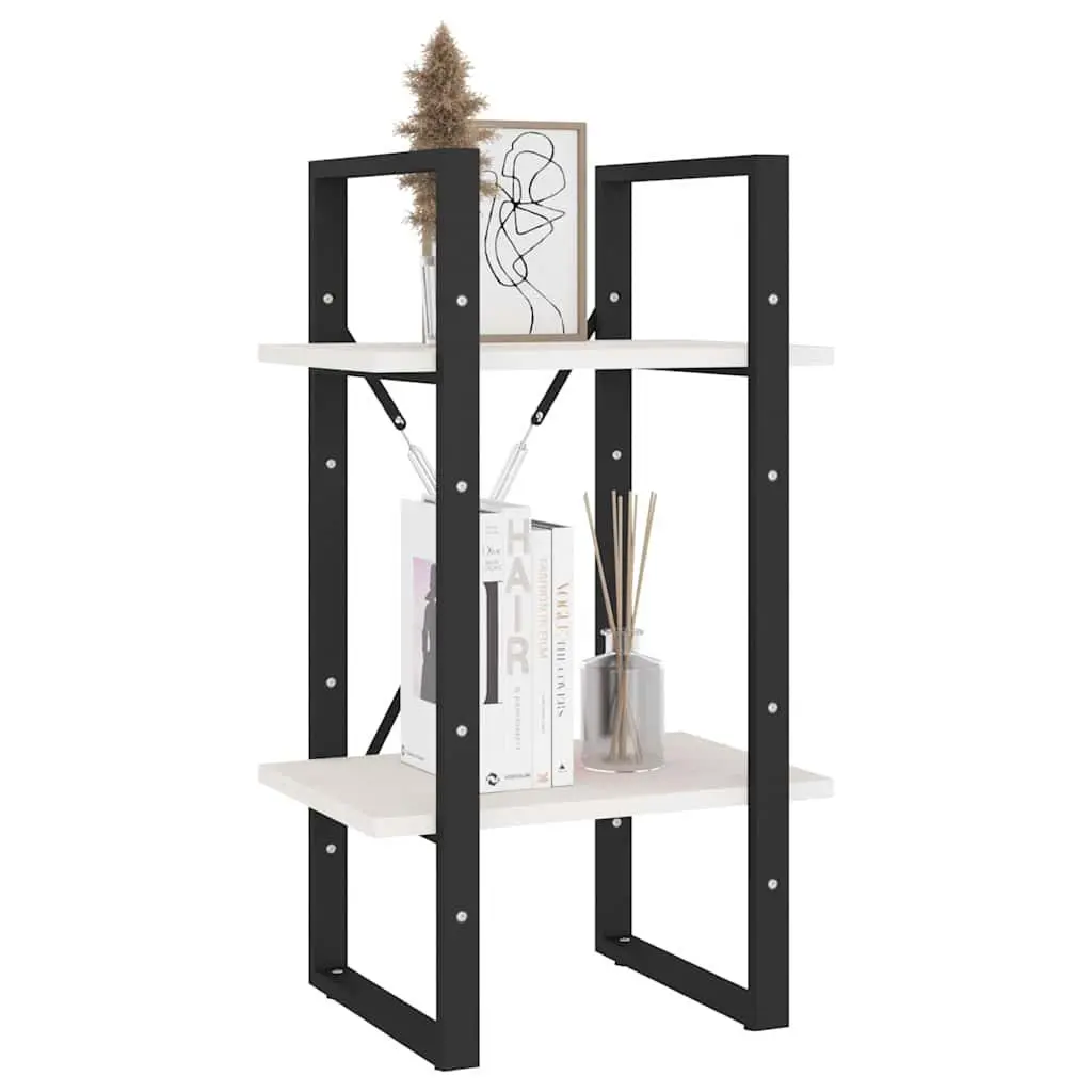 2-Tier Book Cabinet White Wooden Bookshelf Storage Shelving Unit Display Stand