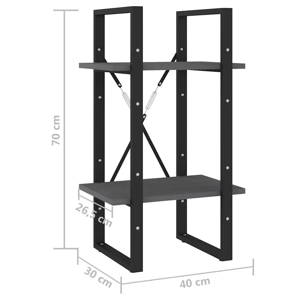 2-Tier Book Cabinet for Home 40x30x70 cm Grey Solid Pine Wood Storage Bookshelf