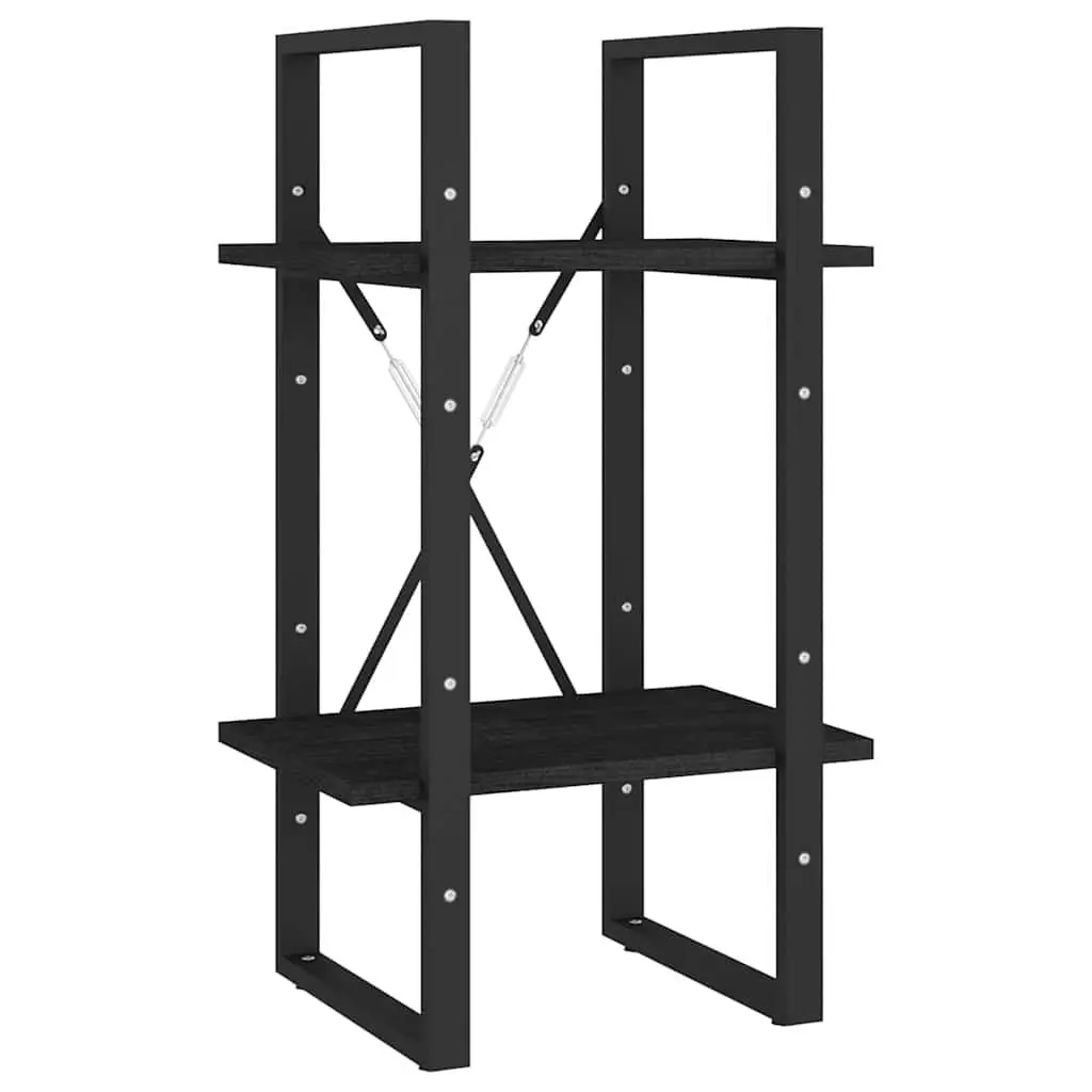 2-Tier Book Cabinet Black Shelving Unit for Home Storage and Display 40 x 30 x 70 cm