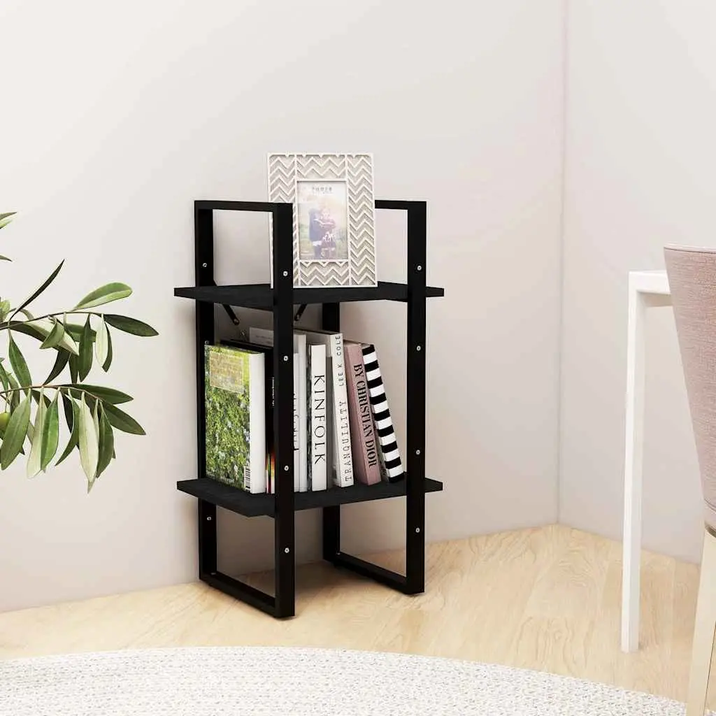 2-Tier Book Cabinet Black Shelving Unit for Home Storage and Display 40 x 30 x 70 cm