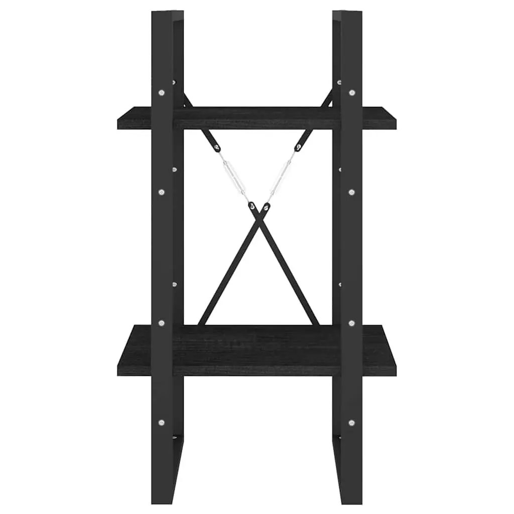 2-Tier Book Cabinet Black Shelving Unit for Home Storage and Display 40 x 30 x 70 cm