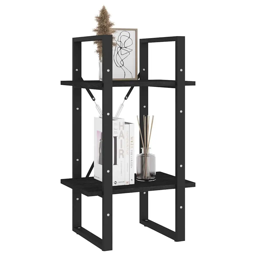 2-Tier Book Cabinet Black Shelving Unit for Home Storage and Display 40 x 30 x 70 cm