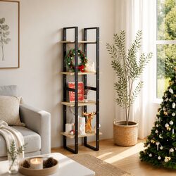 4-Tier Book Cabinet Dimensions: 40x30x140cm, Solid Pine