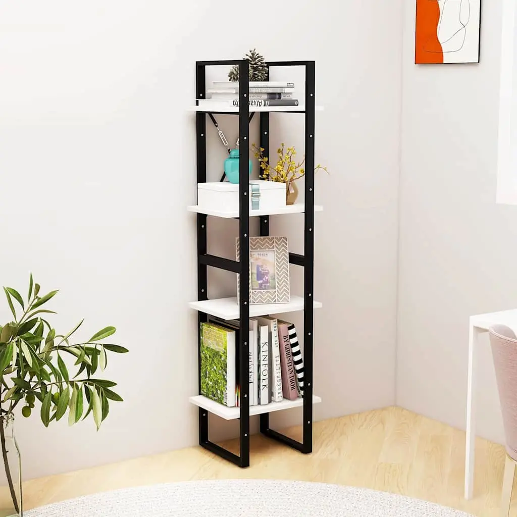 4-Tier Book Cabinet White Solid Pine Wood Bookshelf Storage Display Stand