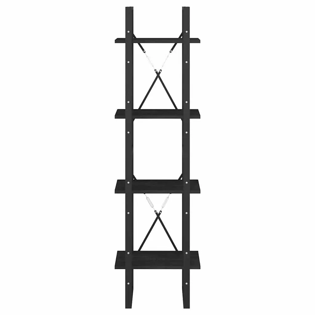 4-Tier Book Cabinet Black 40x30x140 cm Solid Pine Wood Bookshelf Storage