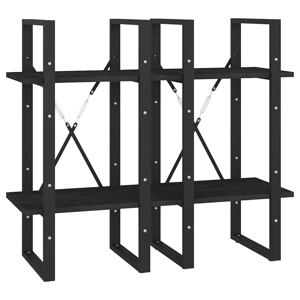 4-Tier Book Cabinet Black 40x30x140 cm Solid Pine Wood Bookshelf Storage