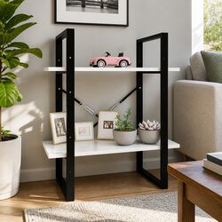 White 2-Tier Book Cabinet: 60x30x70cm Dimensions