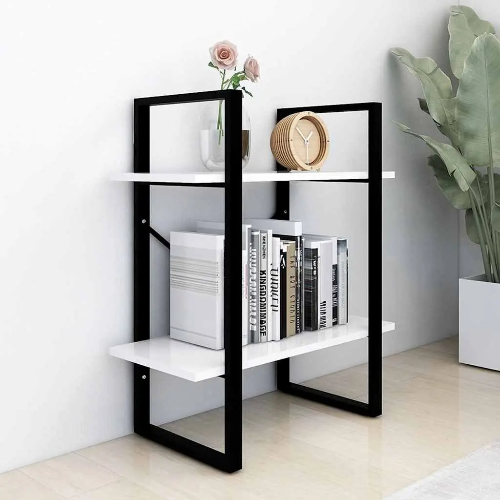 White 2-Tier Bookshelf Storage Unit 60x30x70cm Home Decor Bookcase