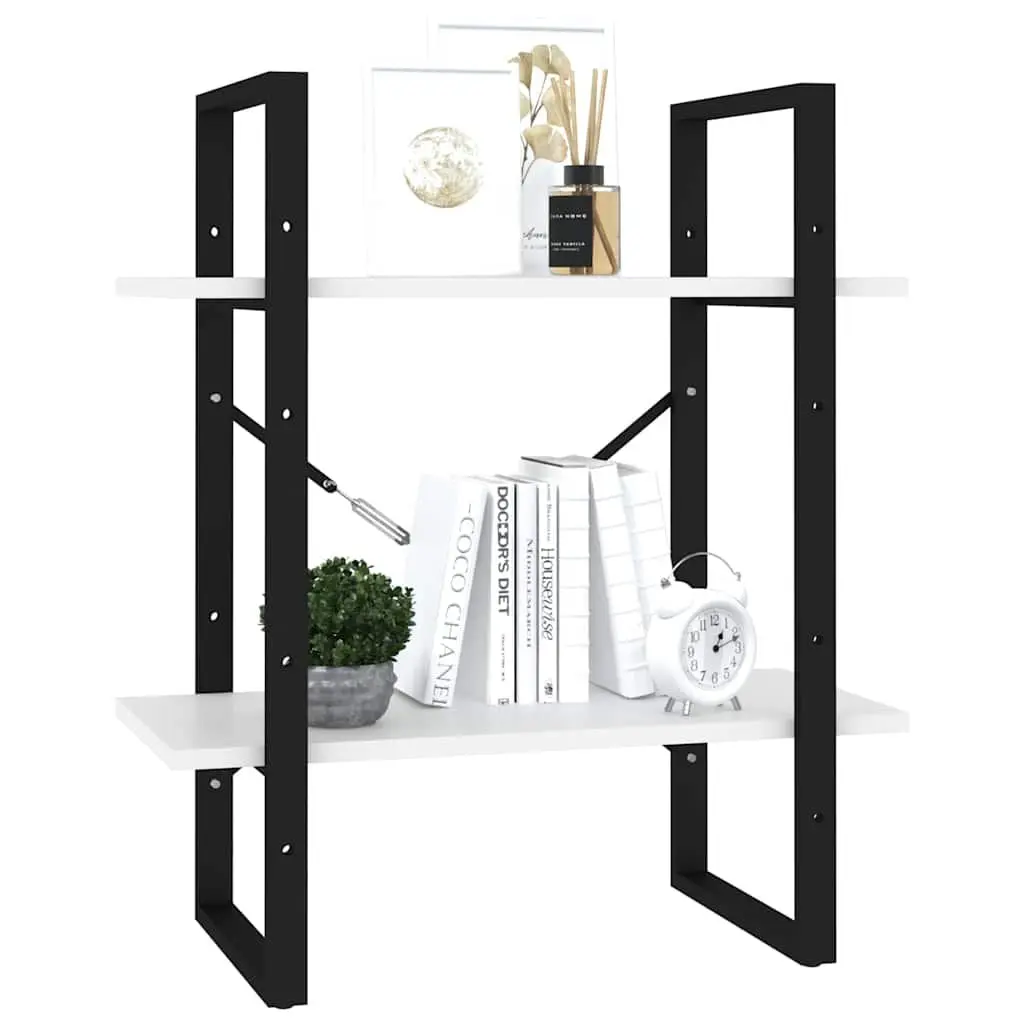 White 2-Tier Bookshelf Storage Unit 60x30x70cm Home Decor Bookcase
