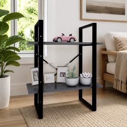 2-Tier Book Cabinet: Dimensions 60x30x70 cm, Grey