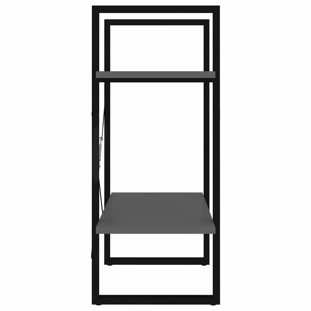 Grey 2-Tier Bookshelf Storage Unit for Home Use 60x30x70 cm Engineered Wood Standing