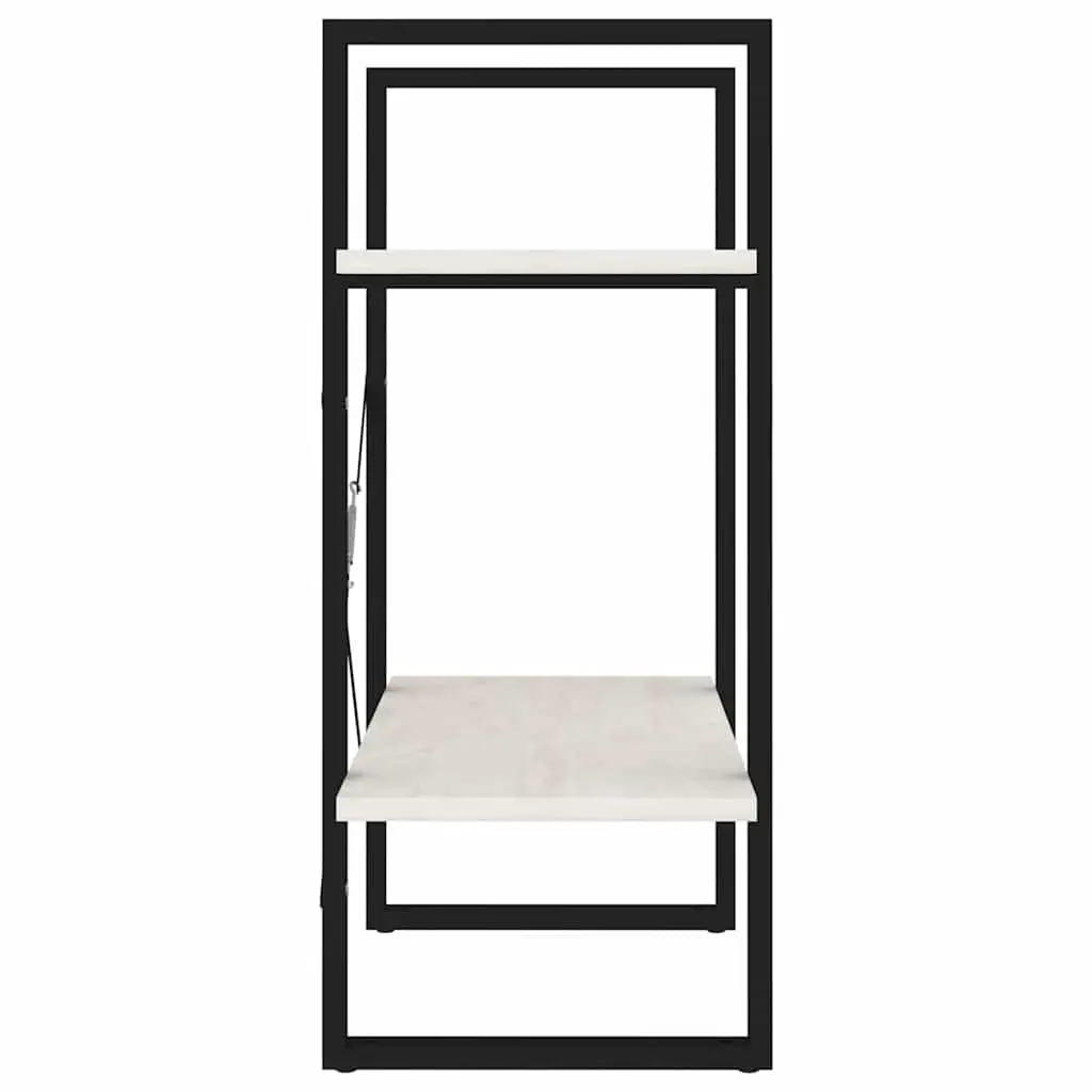 2-Tier Book Cabinet for Home 60W x 30D x 70H cm White Solid Pine Wood Shelving Unit