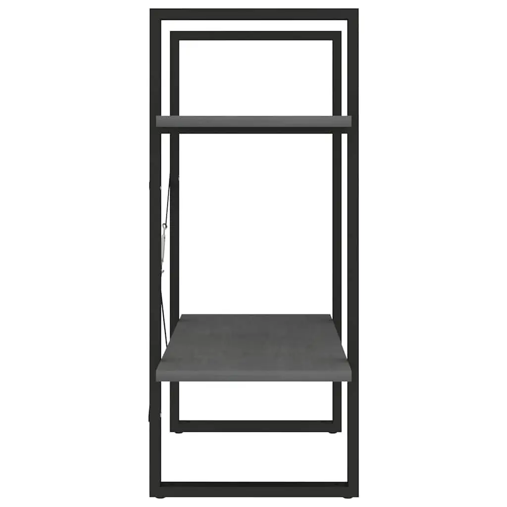 2-Tier Book Cabinet Solid Pine Wood Grey Standing Bookshelf Storage Shelves
