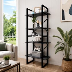 4-Tier Book Cabinet in Grey - Dimensions 60x30x140cm