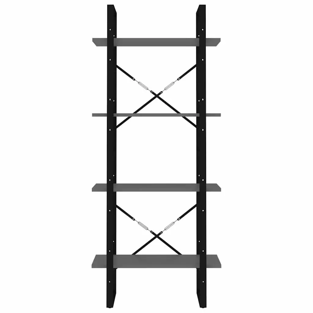 4-Tier Book Cabinet Grey Standing Bookcase Storage Shelving Unit 60x30x140cm