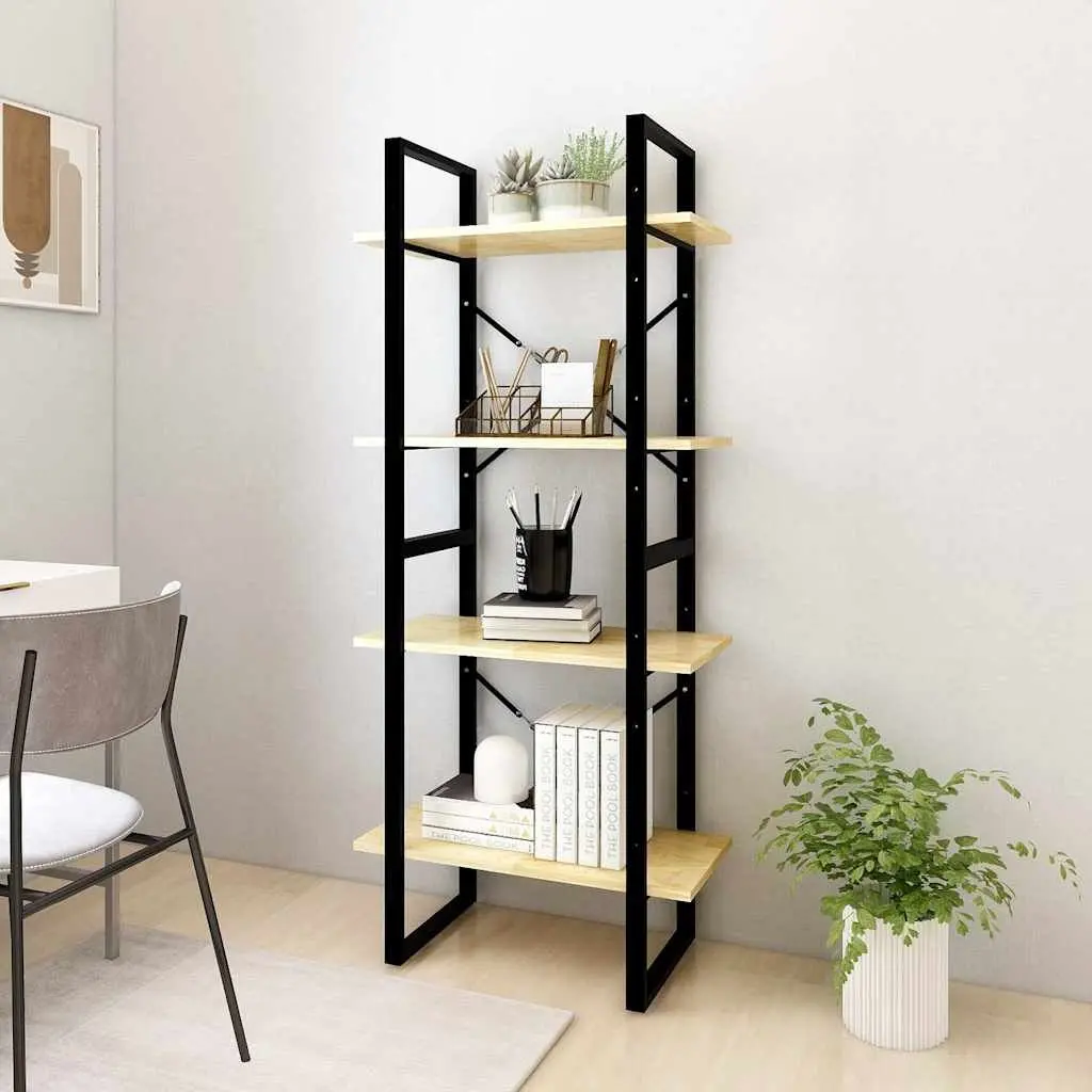 4-Tier Book Cabinet Solid Pine Wood Shelving Unit Storage Bookcase 60x30x140cm