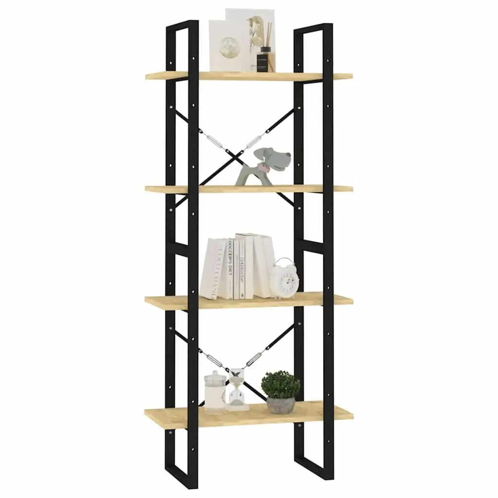 4-Tier Book Cabinet Solid Pine Wood Shelving Unit Storage Bookcase 60x30x140cm