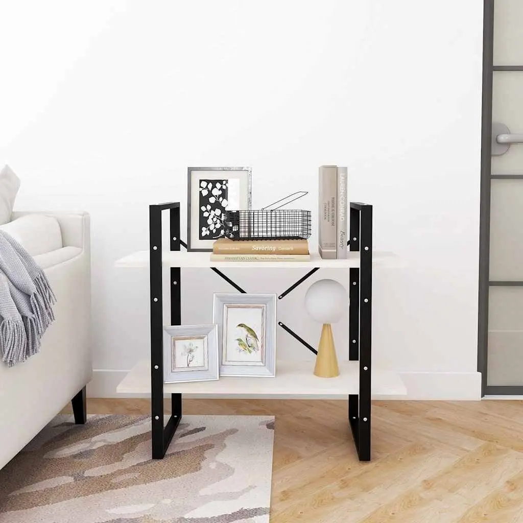 2-Tier Book Cabinet White Storage Shelves Home Library Living Room 80 x 30 x 70 cm