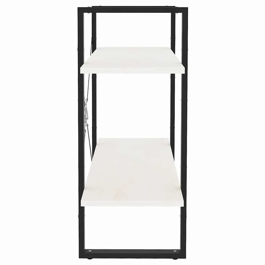 2-Tier Book Cabinet White Storage Shelves Home Library Living Room 80 x 30 x 70 cm