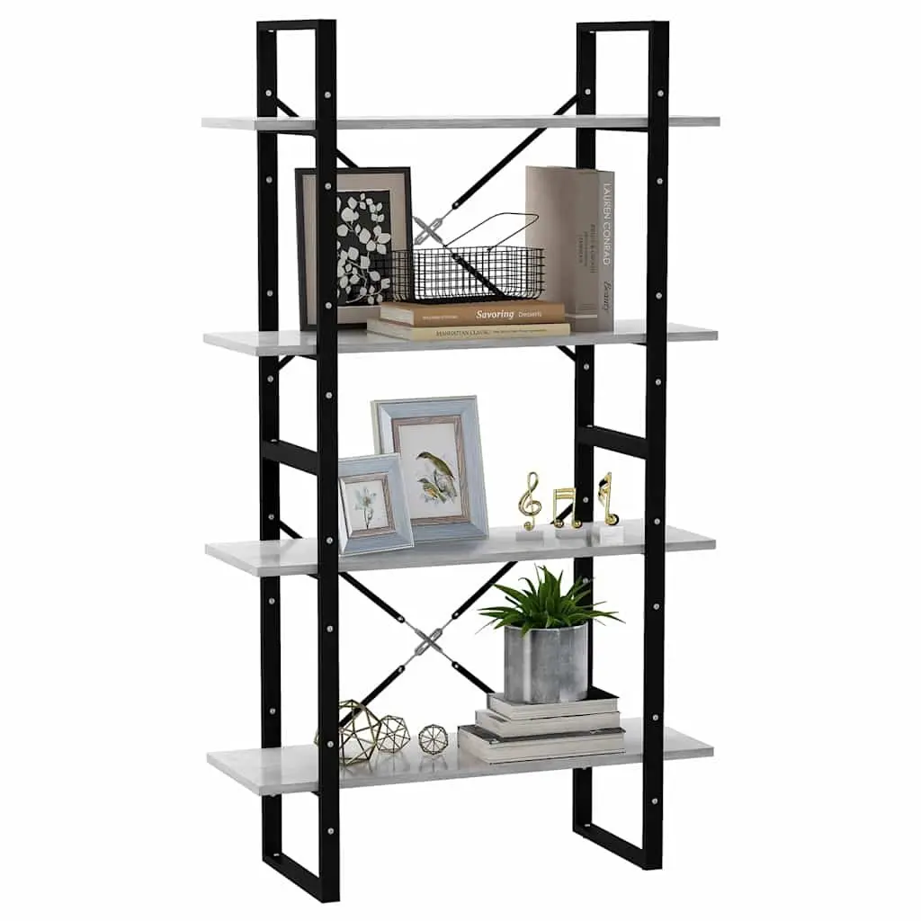 4-Tier Book Cabinet Grey Shelving Unit Storage Display Bookcase Standing Shelf