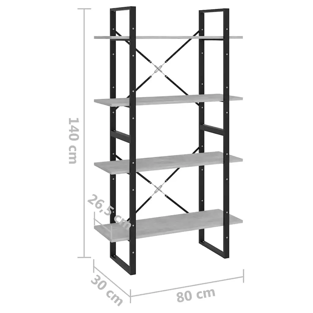 4-Tier Book Cabinet Grey Shelving Unit Storage Display Bookcase Standing Shelf