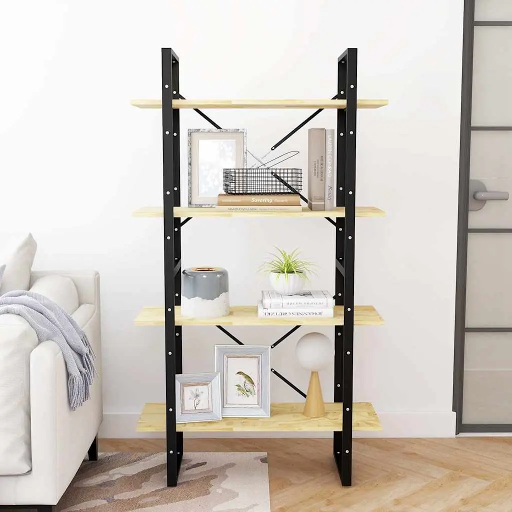 4-Tier Book Cabinet Shelving Unit for Home 80x30x140 cm Pine Wood