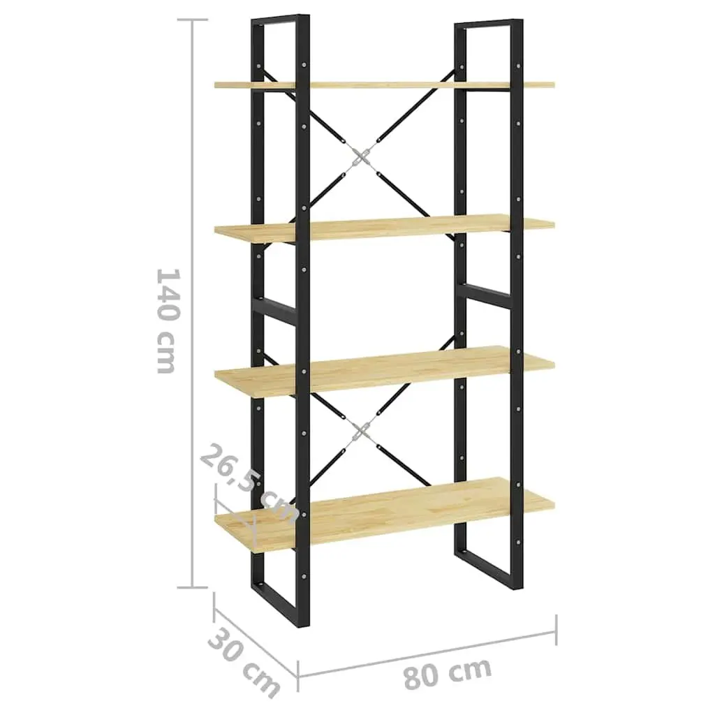 4-Tier Book Cabinet Shelving Unit for Home 80x30x140 cm Pine Wood