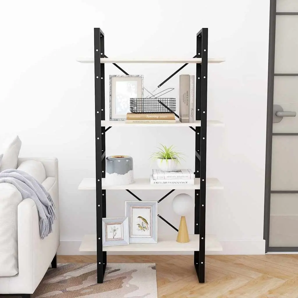 4-Tier Book Cabinet White Solid Pine Wood Bookshelf Storage Shelving Unit
