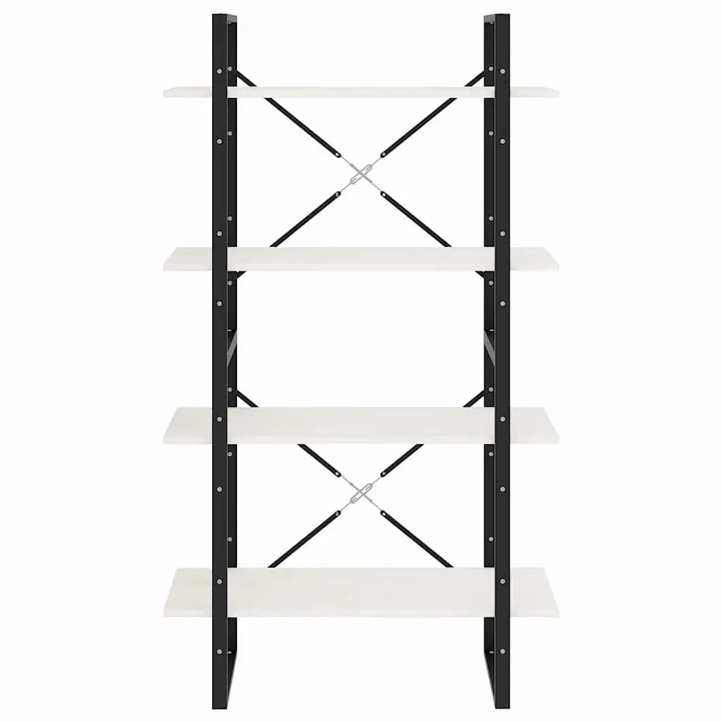 4-Tier Book Cabinet White Solid Pine Wood Bookshelf Storage Shelving Unit