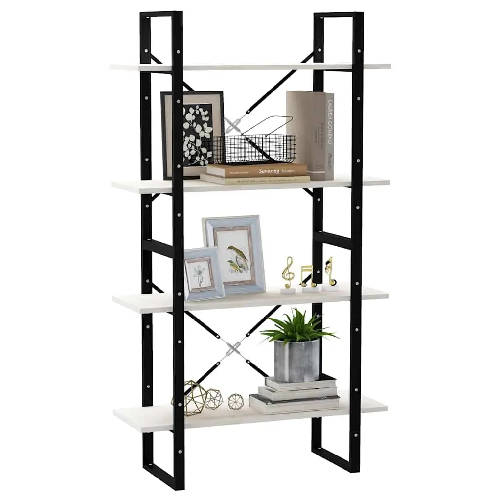4-Tier Book Cabinet White Solid Pine Wood Bookshelf Storage Shelving Unit