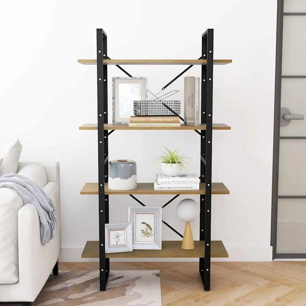 4-Tier Book Cabinet for Living Room 80x30x140cm Solid Pine Wood Bookshelf Storage Display Stand