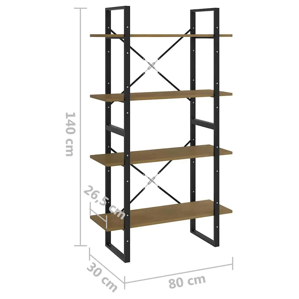 4-Tier Book Cabinet for Living Room 80x30x140cm Solid Pine Wood Bookshelf Storage Display Stand
