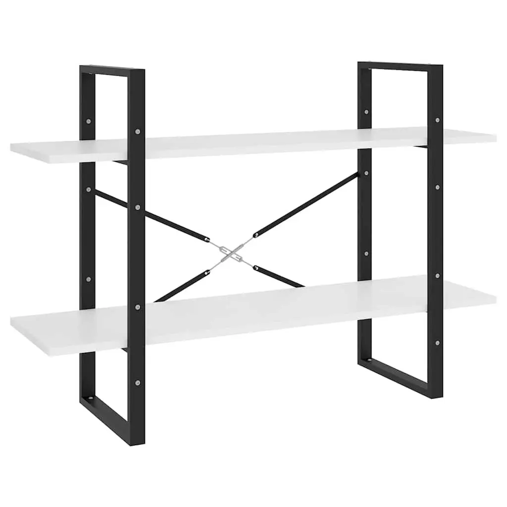 2-Tier Book Cabinet White Standing Shelves Storage Unit Home Decor 100x30x70cm