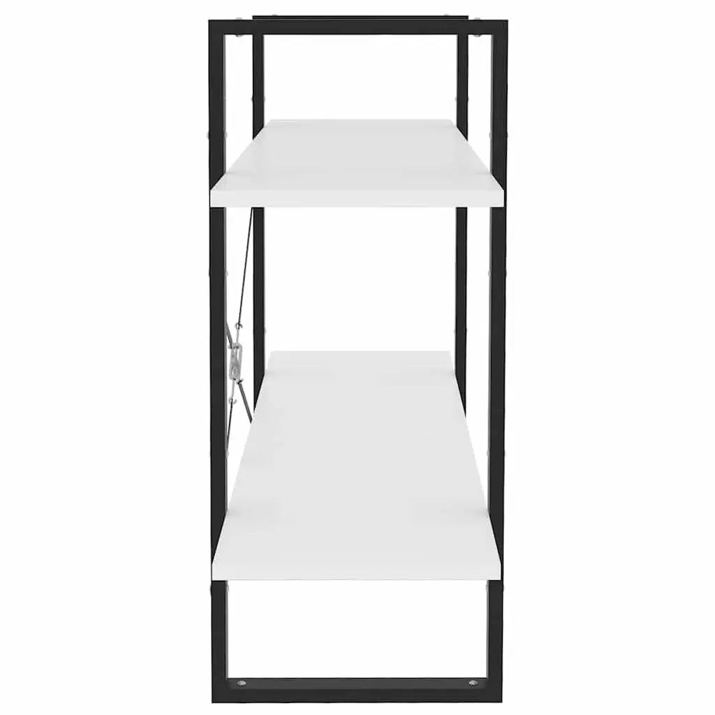 2-Tier Book Cabinet White Standing Shelves Storage Unit Home Decor 100x30x70cm