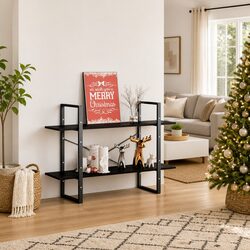 2-Tier Book Cabinet Shelving Unit Black Storage Bookcase Standing Shelf