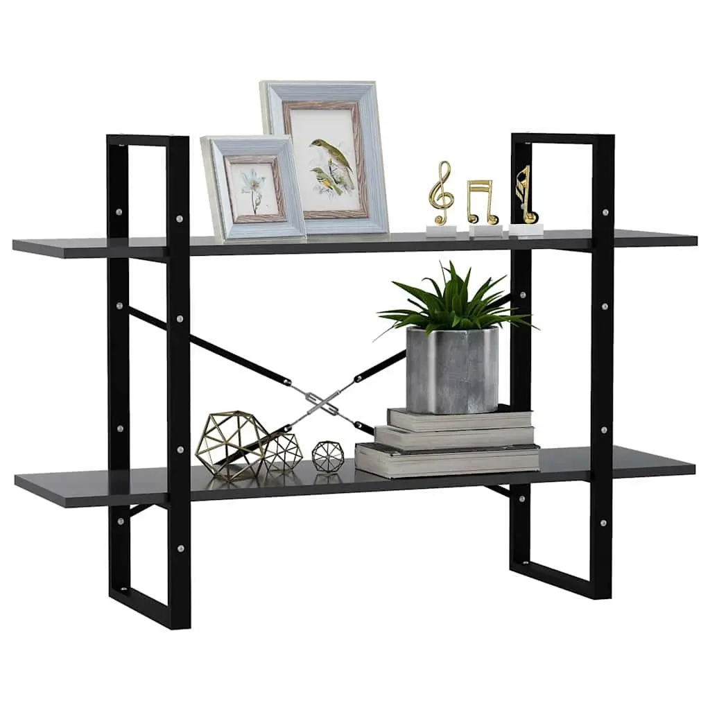2-Tier Book Cabinet Grey Standing Shelf Storage Bookcase Organiser Display Unit