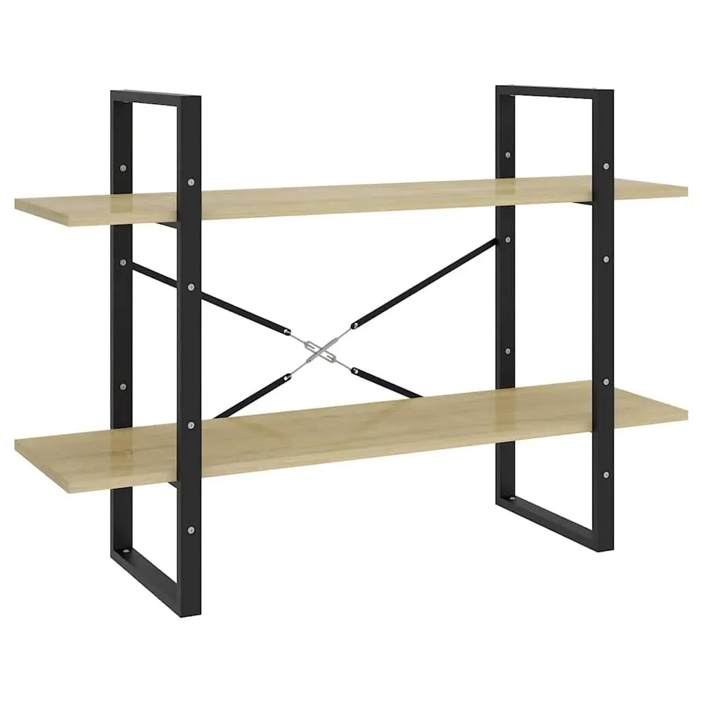 2-Tier Book Cabinet Sonoma Oak Standing Bookshelf Storage Shelves 100x30x70 cm